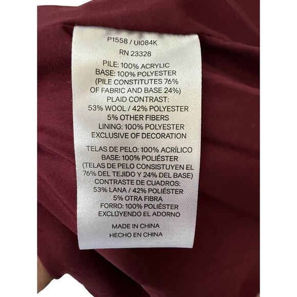 Pendleton Women's Sherpa Fleece Zip Jacket With Plaid Lining Burgundy Women Sz S - Picture 6 of 8